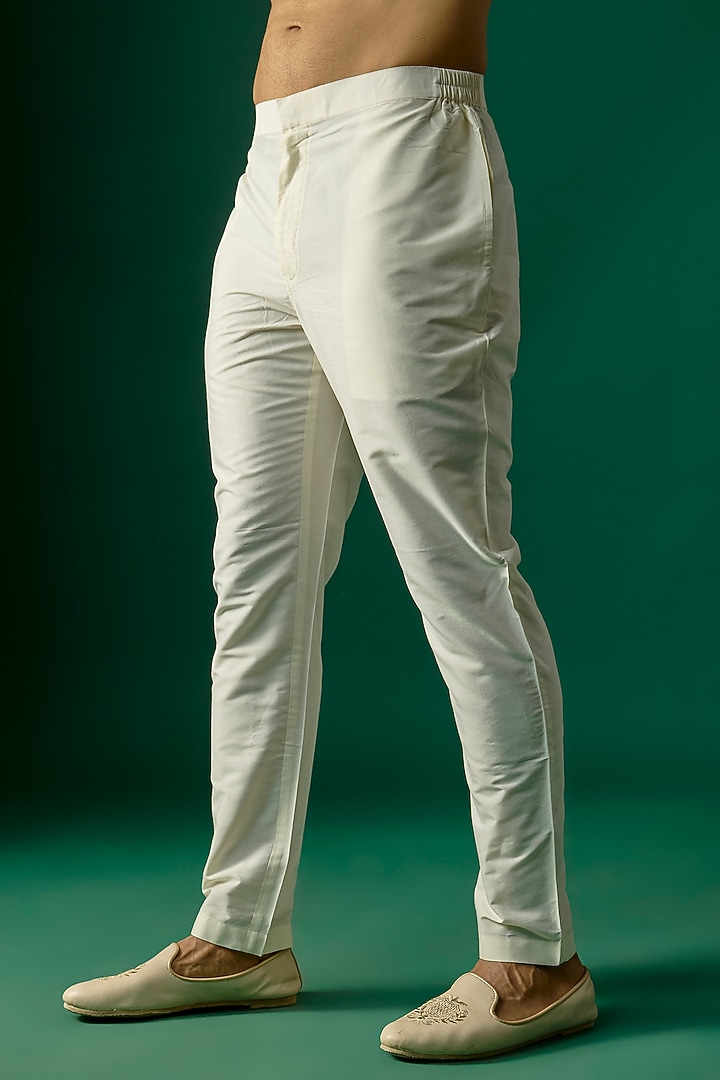 Off-White Silk Nehru Jacket Set by SAMMOHAN at Pernia's Pop Up Shop