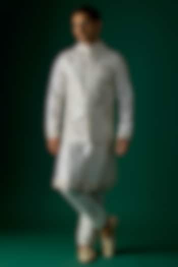 Off-White Silk Bundi Jacket Set by SAMMOHAN at Pernia's Pop Up Shop