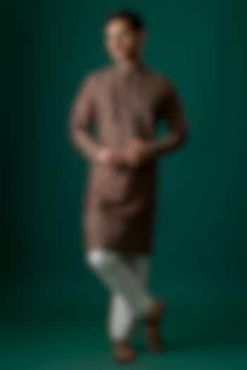 Brown Silk Kurta Set by SAMMOHAN at Pernia's Pop Up Shop