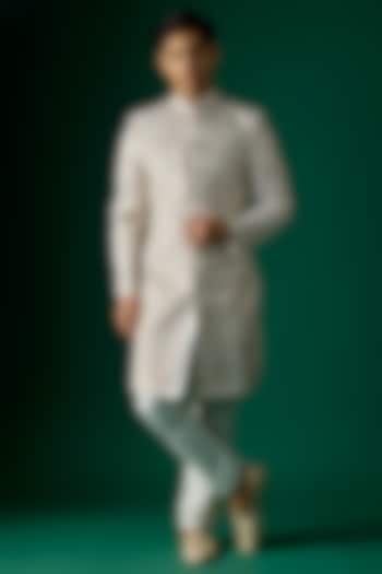 Off-White Silk Groom Sherwani Set by SAMMOHAN at Pernia's Pop Up Shop