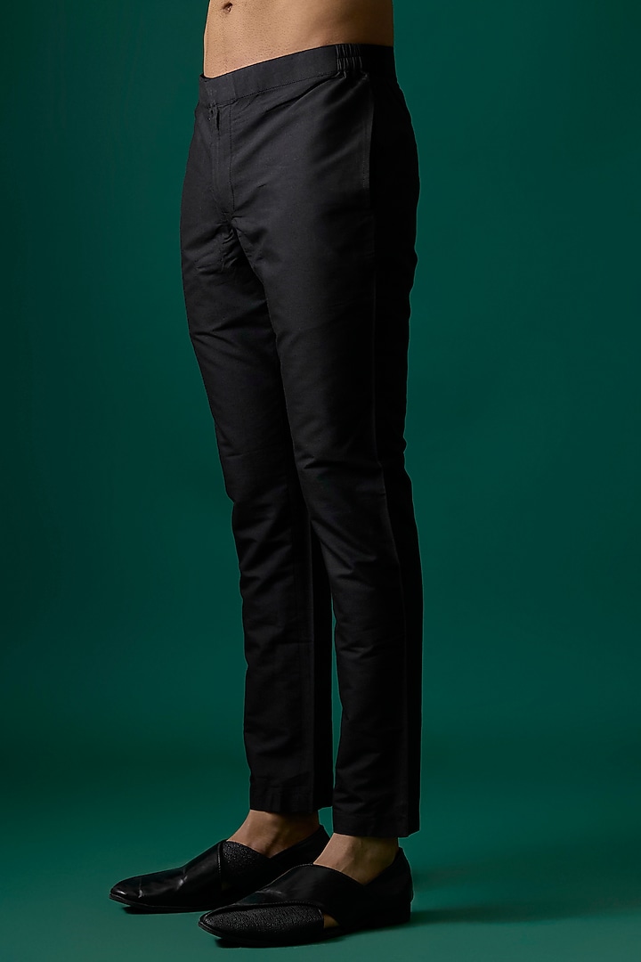 Black Silk Groom Indowestern Set by SAMMOHAN at Pernia's Pop Up Shop