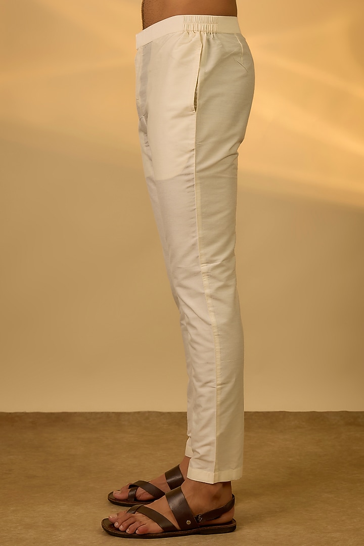 Blue Tussar Mirror Embroidered Kurta Set by SAMMOHAN at Pernia's Pop Up Shop