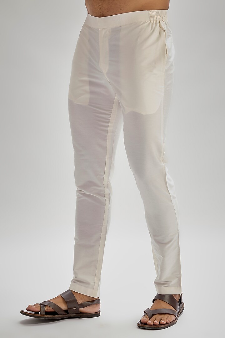 Grey Silk Hand & Machine Embroidered Kurta Set by SAMMOHAN at Pernia's Pop Up Shop