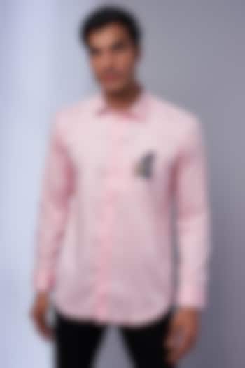 Pink Cotton & Lycra Embroidered Party Wear Shirt by ALOUKIK at Pernia's Pop Up Shop