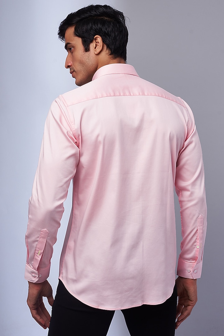 Light Pink Cotton & Lycra Embroidered Party Wear Shirt by ALOUKIK at Pernia's Pop Up Shop