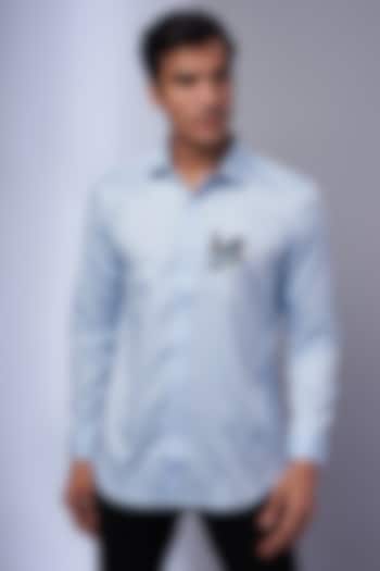 Light Blue Cotton & Lycra Embroidered Party Wear Shirt by ALOUKIK at Pernia's Pop Up Shop