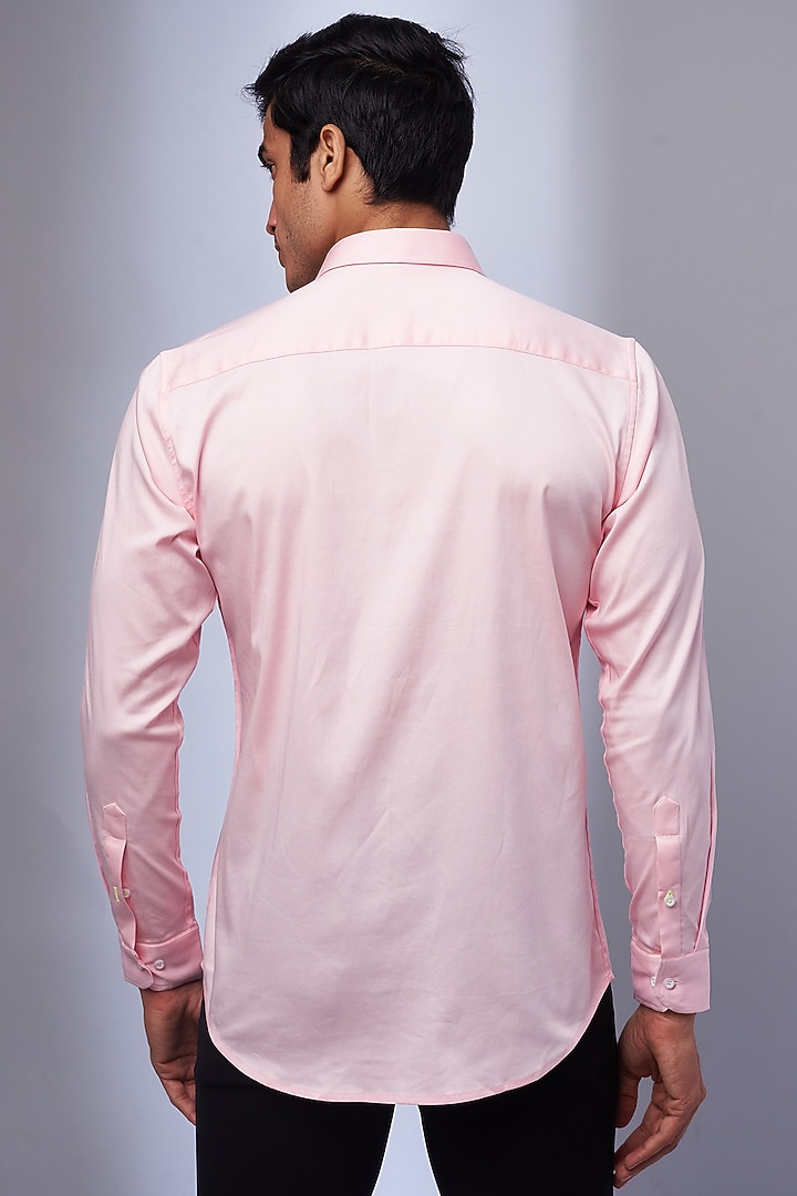 Light Pink Cotton & Lycra Embroidered Party Wear Shirt by ALOUKIK at Pernia's Pop Up Shop