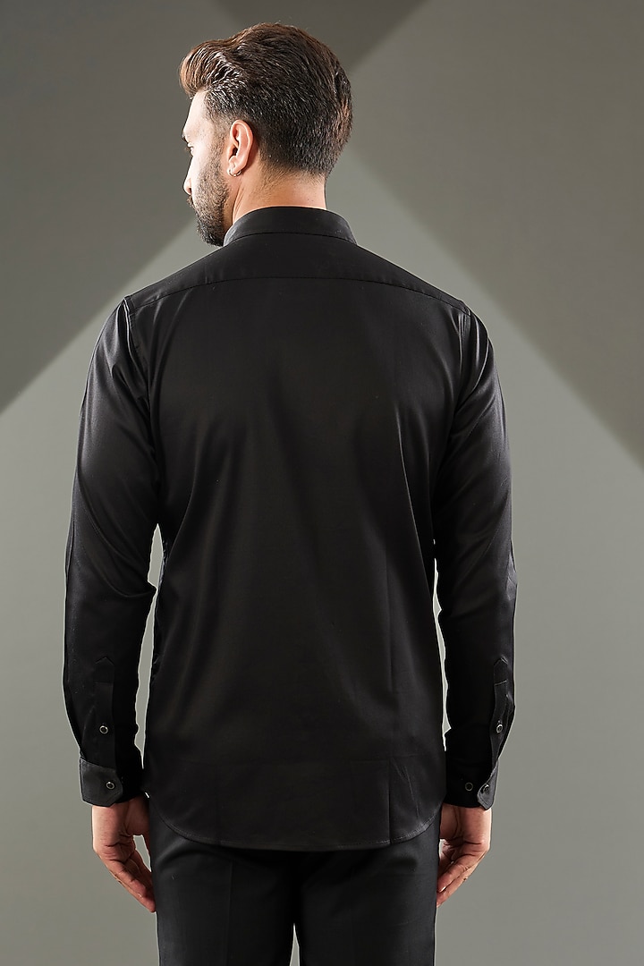 Black Cotton Lycra Cutdana Hand Embroidered Party Wear Shirt by SAMMOHAN at Pernia's Pop Up Shop