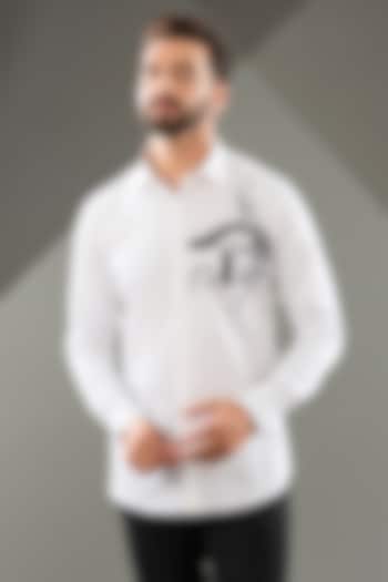 White Cotton Lycra Cutdana Hand Embroidered Party Wear Shirt by SAMMOHAN at Pernia's Pop Up Shop