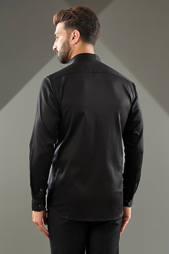 Black Cotton Lycra Cutdana Hand Embroidered Party Wear Shirt by SAMMOHAN at Pernia's Pop Up Shop