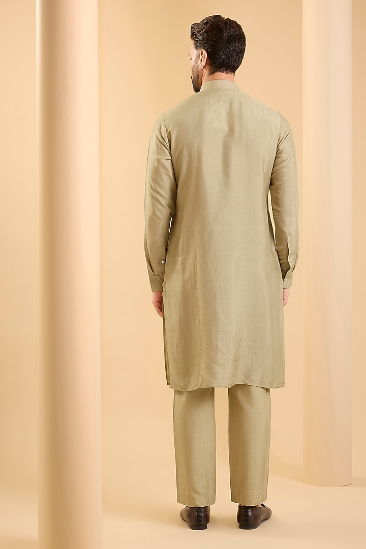 Camel-Colored Silk Bundi Jacket Set by SAMMOHAN at Pernia's Pop Up Shop