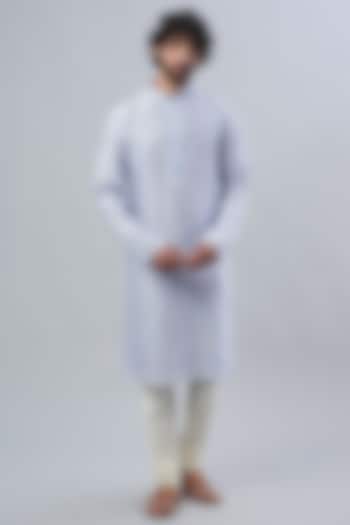 Powder Blue Chanderi Kurta Set by ALOUKIK at Pernia's Pop Up Shop