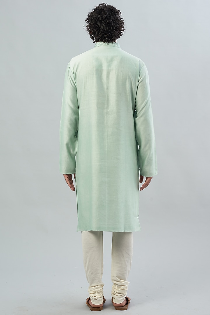 Mint Green Chanderi Kurta Set by ALOUKIK at Pernia's Pop Up Shop
