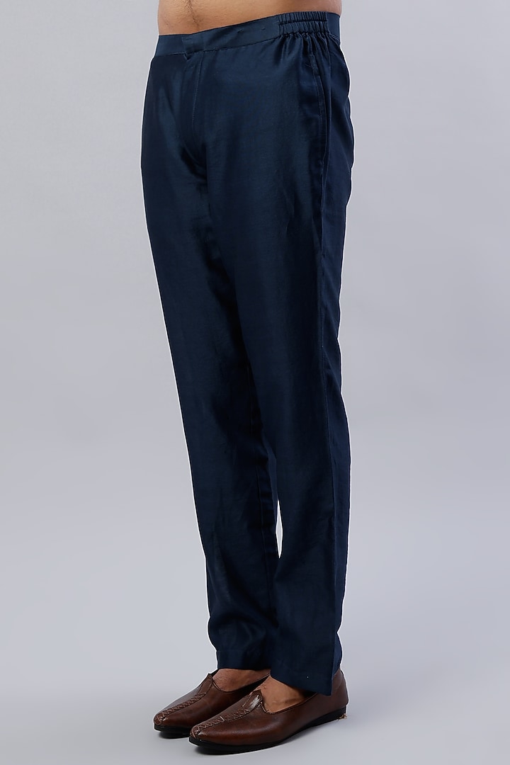 Navy Blue Embroidered Indo-Western Set by ALOUKIK at Pernia's Pop Up Shop