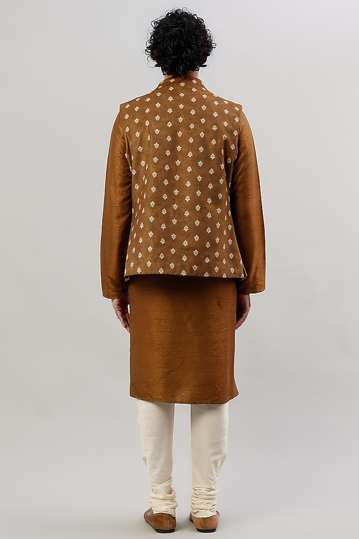 Copper Viscose Printed Indowestern Set by ALOUKIK at Pernia's Pop Up Shop