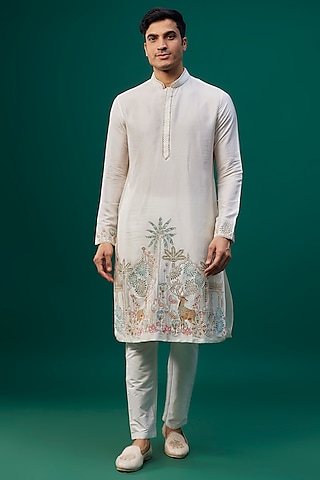 Buy Soniya G Men Sky Blue Sequins Embroidered Kurta Set At Pernia'sPopUpShopMen 2025