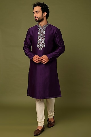 Purple Embroidered Kurta Set by ALOUKIK