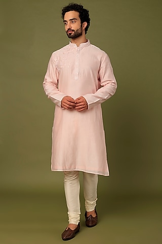 Baby Pink Embroidered Kurta Set by ALOUKIK