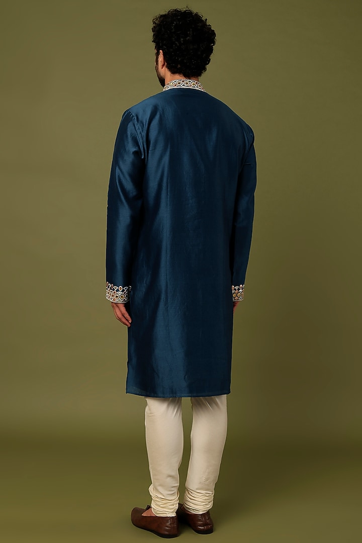 Blue Embroidered Kurta Set by ALOUKIK at Pernia's Pop Up Shop
