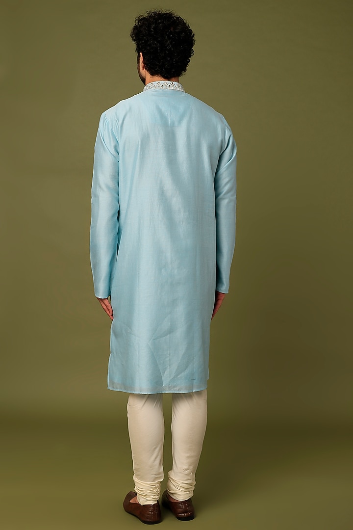 Blue Embroidered Kurta Set by ALOUKIK at Pernia's Pop Up Shop