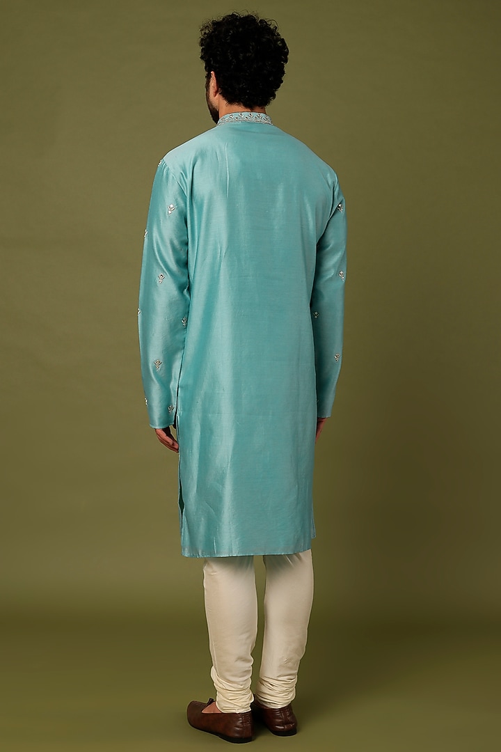 Blue Embroidered Kurta Set by ALOUKIK at Pernia's Pop Up Shop