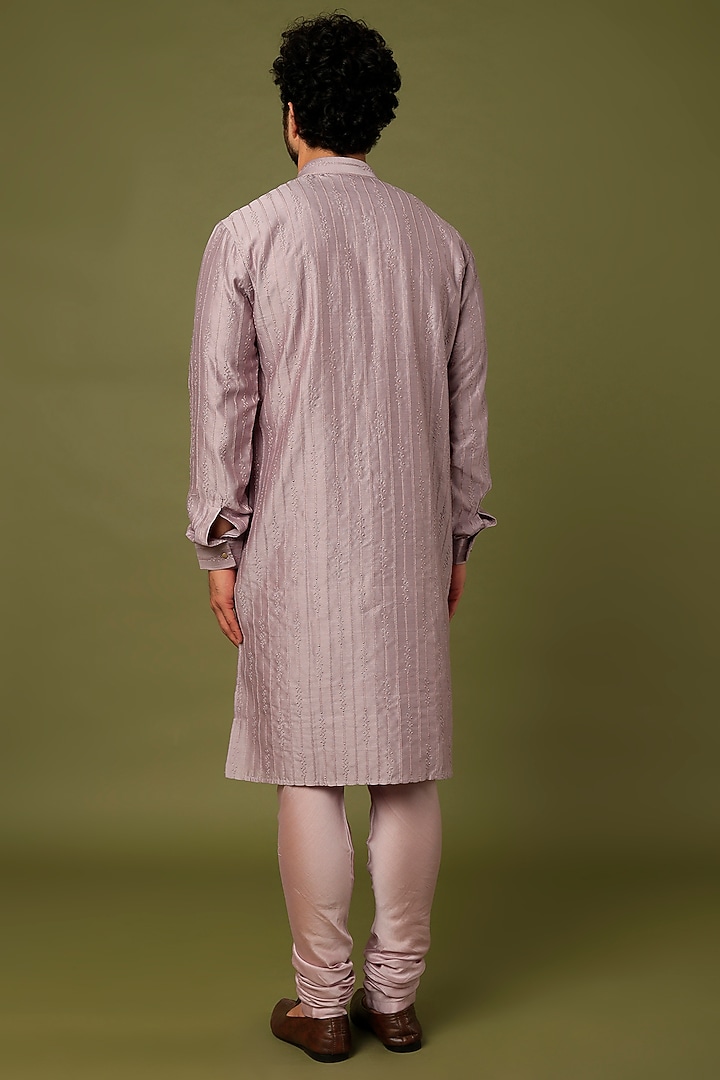 Lilac Embroidered Kurta Set by ALOUKIK at Pernia's Pop Up Shop