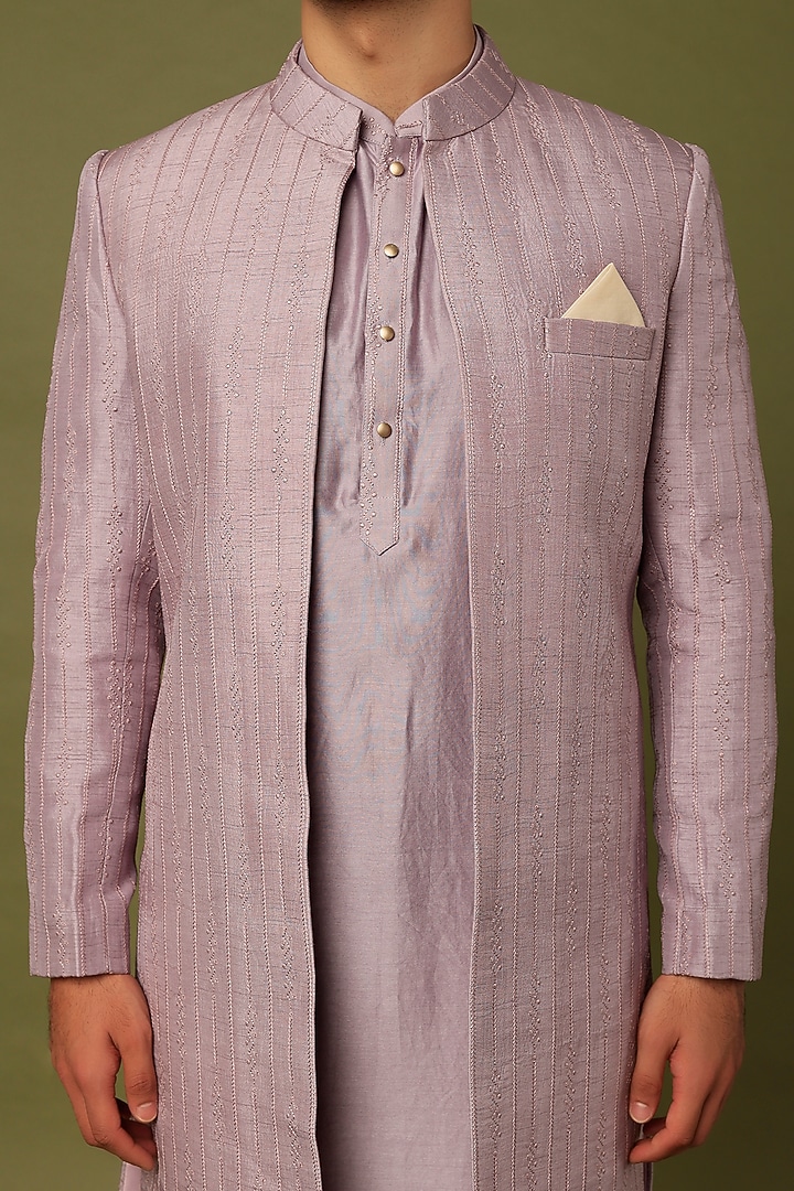 Lilac Embroidered Indo Western Set by ALOUKIK at Pernia's Pop Up Shop