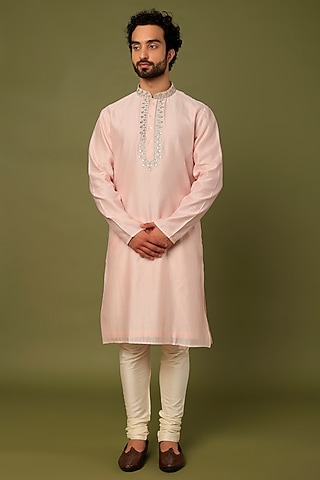 Baby Pink Embroidered Kurta Set by ALOUKIK