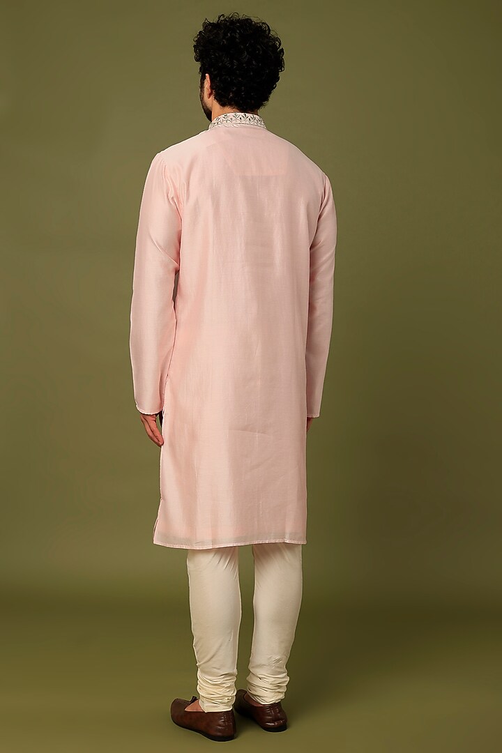 Baby Pink Embroidered Kurta Set by ALOUKIK at Pernia's Pop Up Shop