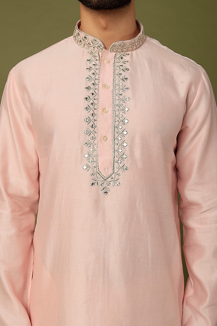 Baby Pink Embroidered Kurta Set by ALOUKIK at Pernia's Pop Up Shop