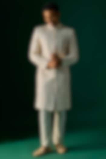 Off-White Silk Groom Sherwani Set by SAMMOHAN at Pernia's Pop Up Shop