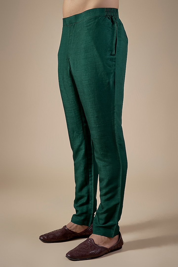Green Silk Kurta Set by SAMMOHAN at Pernia's Pop Up Shop