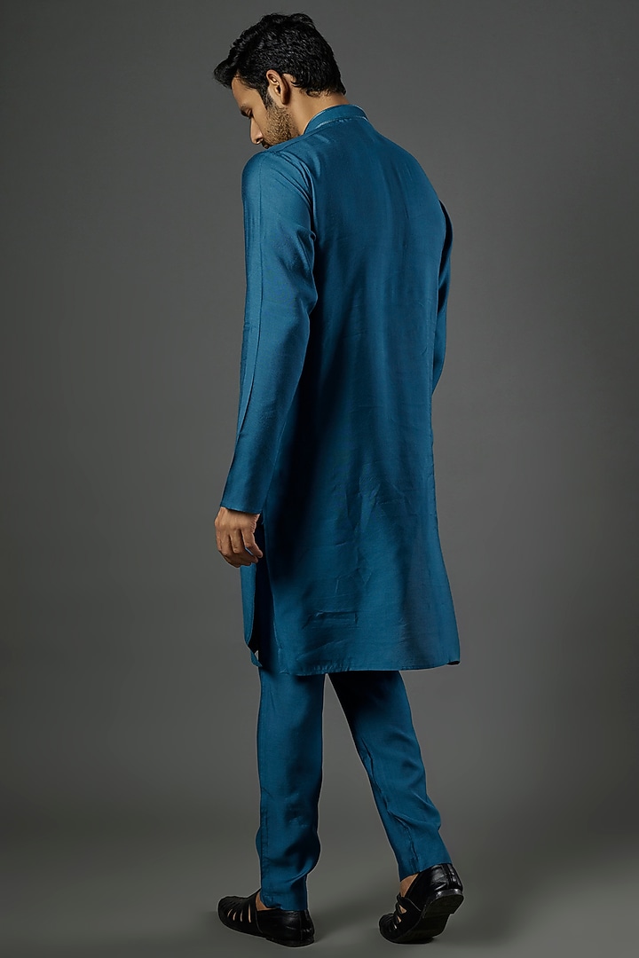 Blue Embroidered Kurta Set by ALOUKIK at Pernia's Pop Up Shop