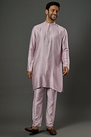 Blush Pink Silk Cotton Kurta Set by ALOUKIK