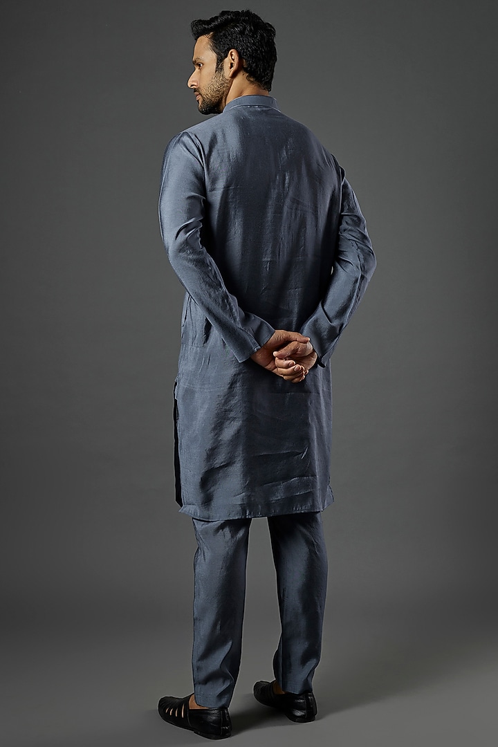 Grey Embroidered kurta Set by ALOUKIK at Pernia's Pop Up Shop