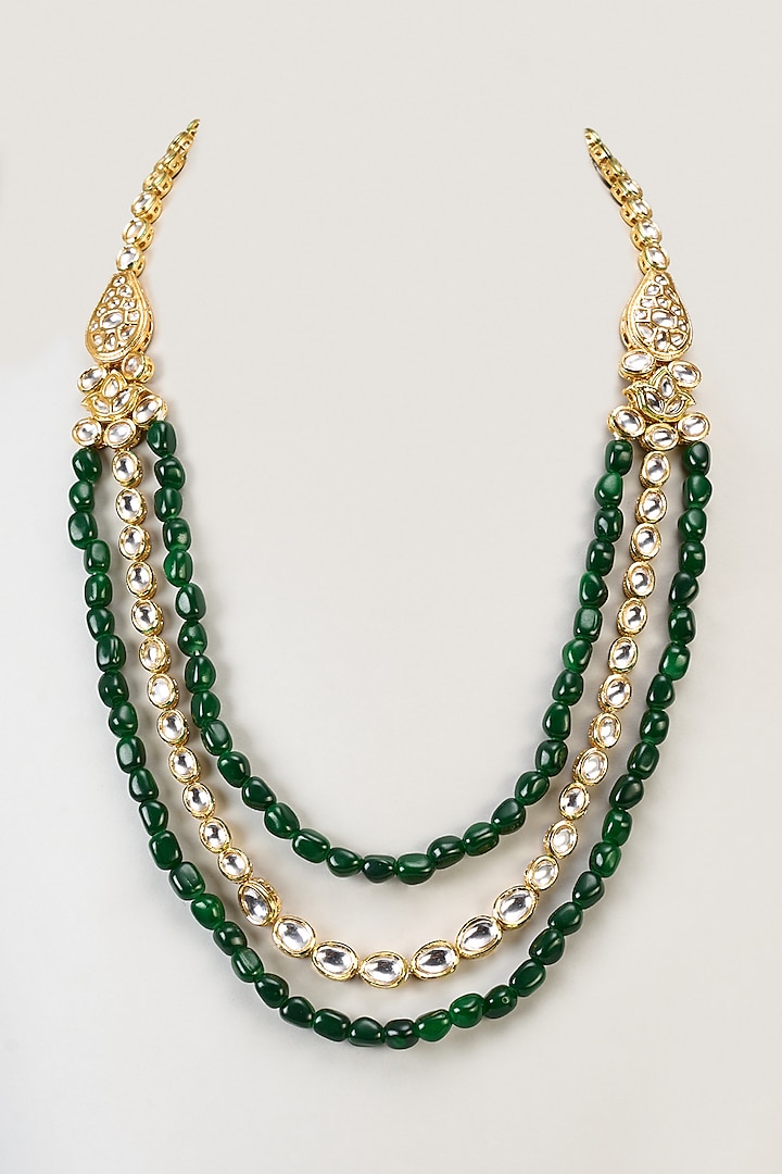 Emerald Green Kundan & Pearl Mala by SAMMOHAN