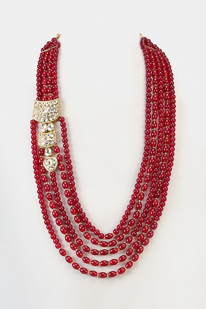 Red Kundan & Pearl Mala by SAMMOHAN at Pernia's Pop Up Shop