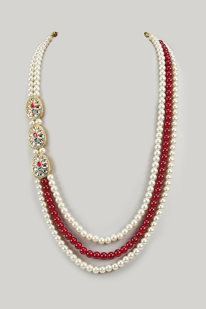 White & Red Finish Kundan Polki Mala by SAMMOHAN at Pernia's Pop Up Shop