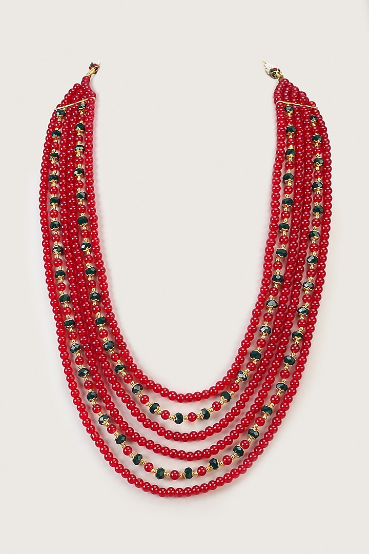 Red Kundan & Pearl Mala by SAMMOHAN