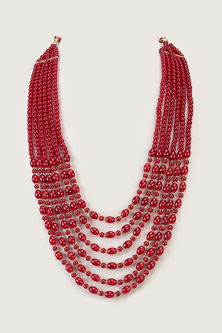 Red & Ivory Kundan Mala by SAMMOHAN