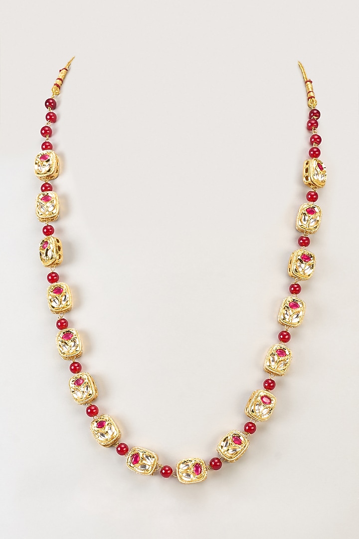 Red & Ivory Kundan Mala by SAMMOHAN at Pernia's Pop Up Shop