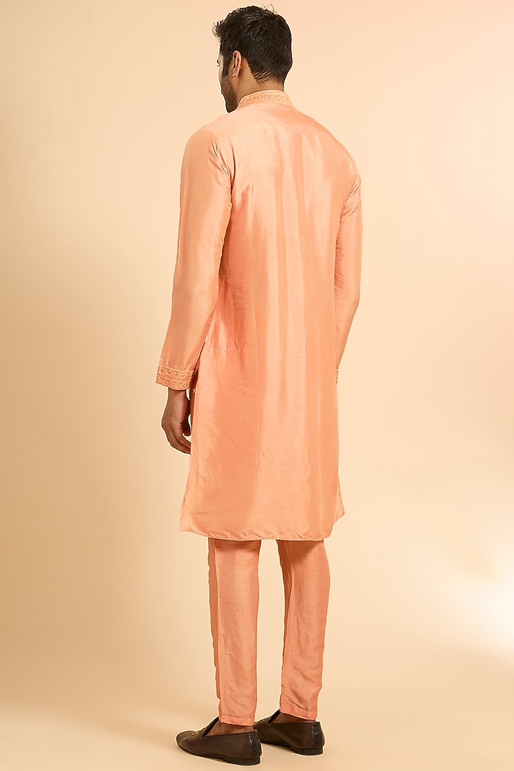 Peach Silk Wedding Indowestern Set by SAMMOHAN at Pernia's Pop Up Shop