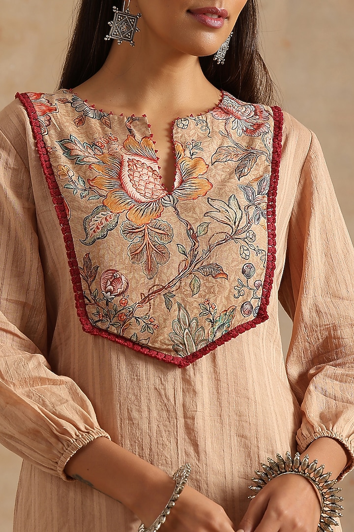 Beige Cotton Jaal Digital Printed Kurta Set by Samvrih at Pernia's Pop Up Shop