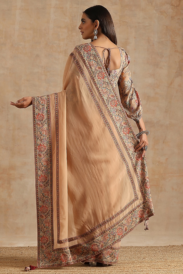 Beige Organza Digital Printed Festive Saree Set by Samvrih at Pernia's Pop Up Shop