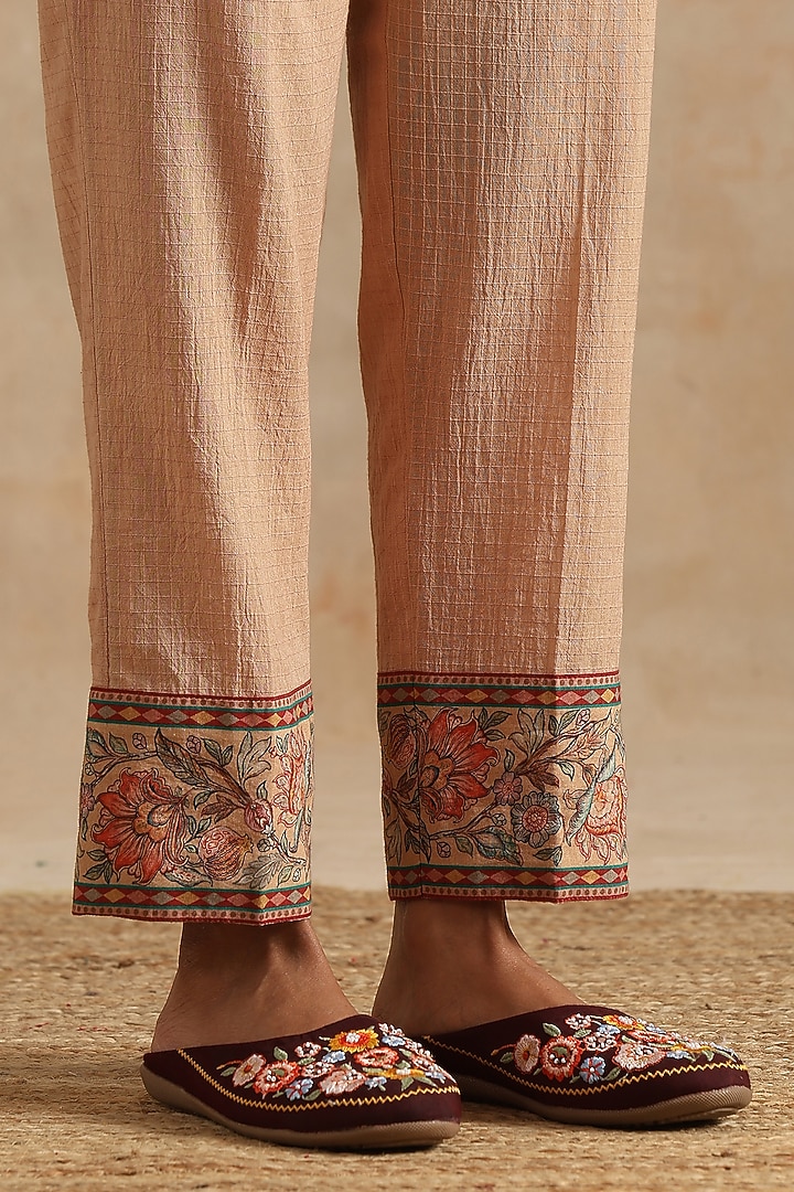 Beige Muslin Digital Printed Kaftan Set by Samvrih at Pernia's Pop Up Shop