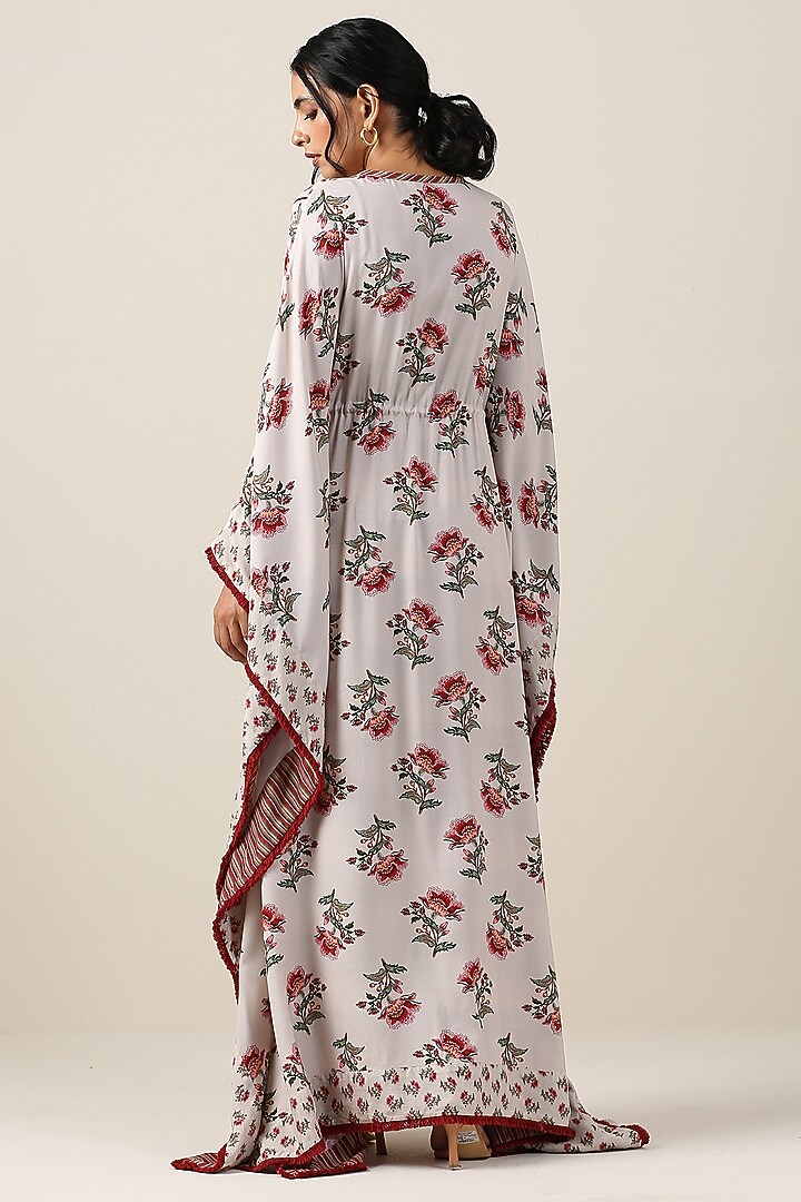 Off-White Cotton Silk Boota Printed Kaftan by Samvrih at Pernia's Pop Up Shop
