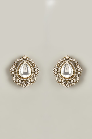 Diamonds & Kundan Polki Stud Earring by Tsera World