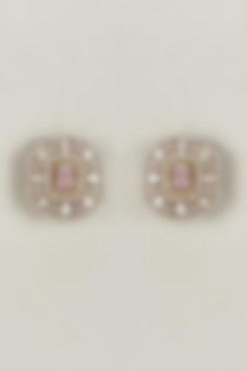 Pink Stone & Diamonds Stud Earring by Tsera World