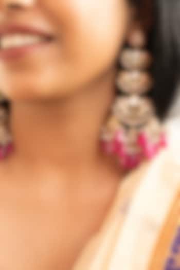 Magenta Kundan Polki Dangler Earrings by Tsera World at Pernia's Pop Up Shop