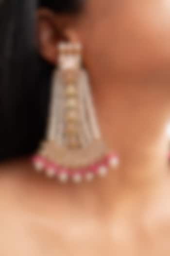 Pink Kundan Polki Dangler Earrings by Tsera World at Pernia's Pop Up Shop